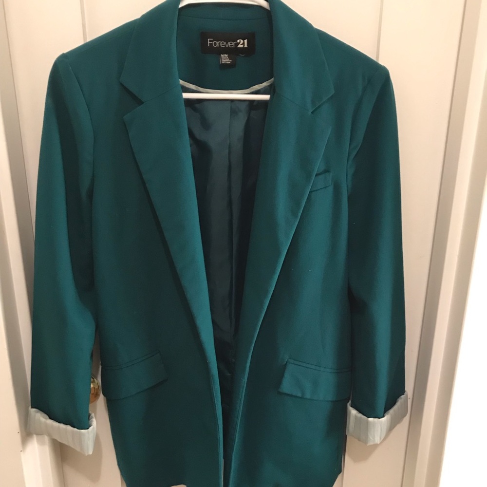 Green open blazer